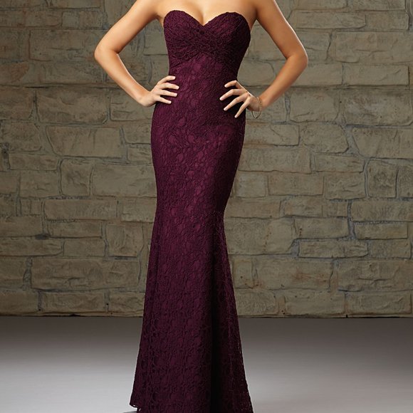 NWOT Mori Lee Grey Lace Formal Gown ~ Size 10 - Picture 2 of 4